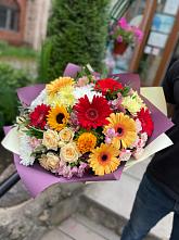 Букет цветов из:  Герберы, Ромашки, Хризантемы, Розы и Подсолнухи #REPLACE_PRED# Юркино