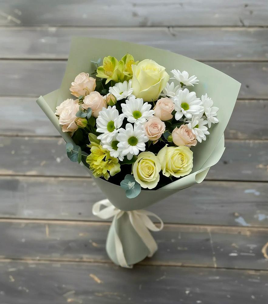 Букет цветов из: Альстромерии, Розы и Хризантемы в Юркино