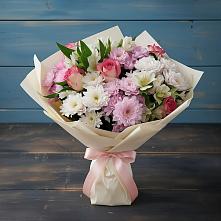 Букет цветов из:  Хризантемы, Альстромерии и Розы в Юркино