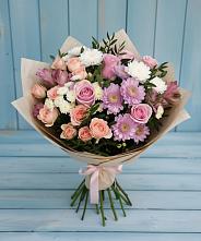 Букет цветов из:  Хризантемы, Розы и Альстромерии #REPLACE_PRED# Юркино